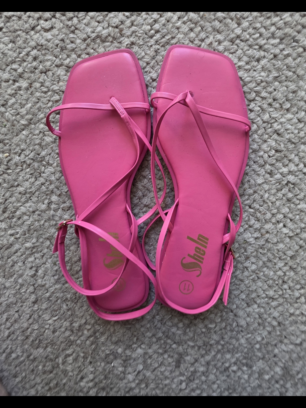 Hot Pink Strappy Square-Toe Sandals for Women
